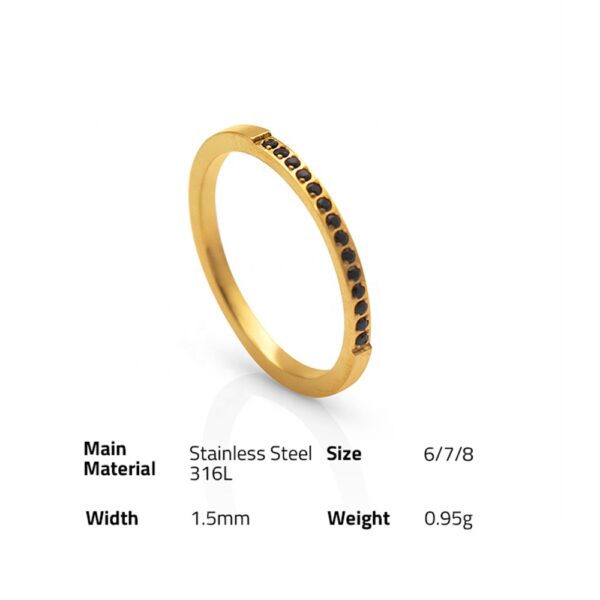 Chris April Fashion Jewelry Micro-inlaid zircon 316L stainless steel PVD 18K gold plated finger ring - Image 6