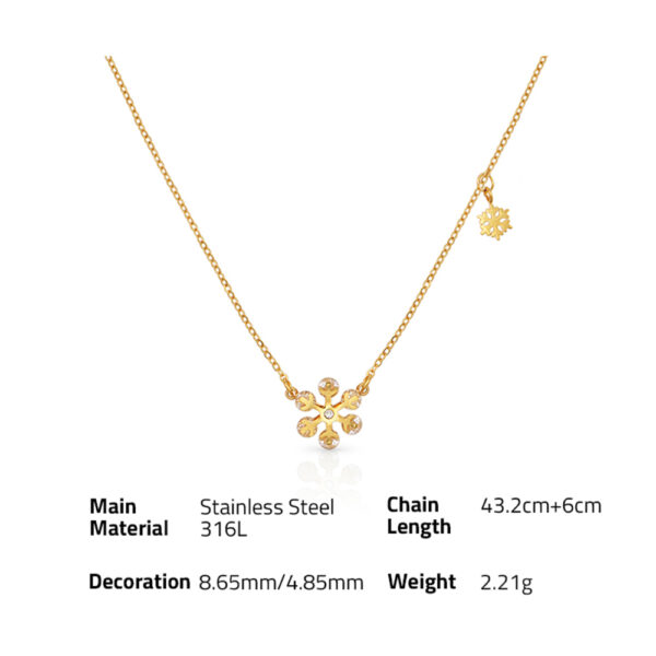 Chris April in stock 316L stainless steel PVD plated zircon snowflake necklace - Image 6