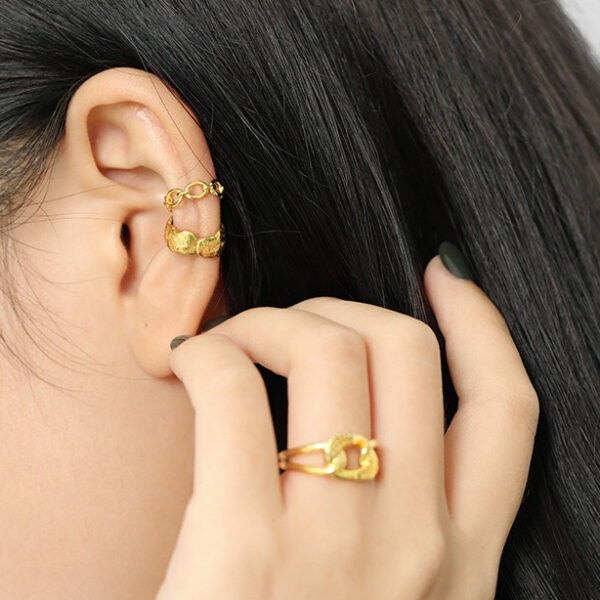 Chris April fashion In Stock 925 sterling silver 18k Gold Plated no piercing ear cuffs earring - Image 3