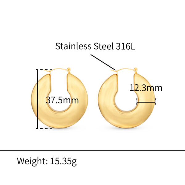 Chris April 316L big hoop earrings stainless steel minimalistic18k gold plated glossy finish earrings - Image 6