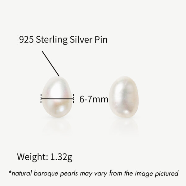 Chris April gold plate 925 sterling silver natural sweetwater baroque pearls stud earrings - Image 5