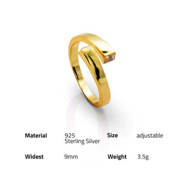 Chris April  Fashion IN STOCK  925 sterling silver gold plated minimalist zircon jewelry women ring jewelry for women - Image 6