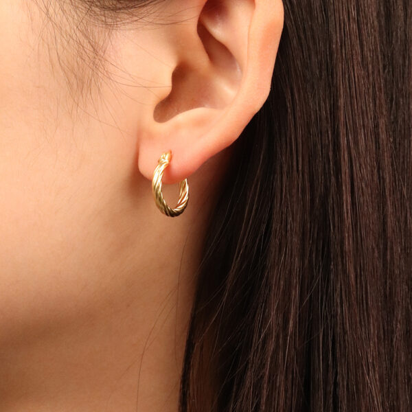 Chris April korean version 925 sterling silver jewelry gold plated Twist circle Fashion hoop earrings - Image 3