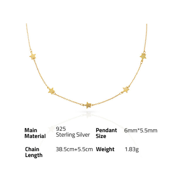 Chris April in stock 925 sterling silver gold plated smooth star charm necklace for women - Image 6