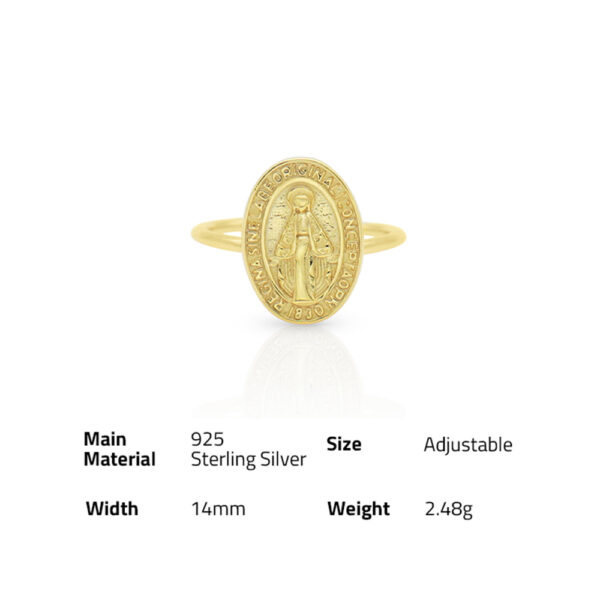 Chris April minimalist 925 sterling silver gold plated circle virgin maria coin rings for women - Image 6