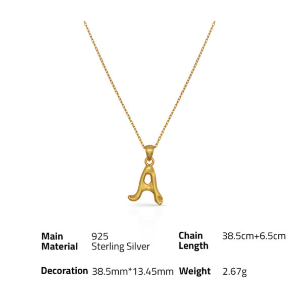 Chris April in stock fine jewelry 925 Sterling silver gold plated alphabet initial letter pendant necklace for Female - Image 6