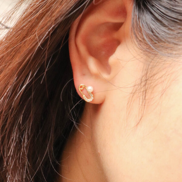 Chris April in stock fine jewelry gold plated 925 sterling silver pin stud earring with shell pearl - Image 5