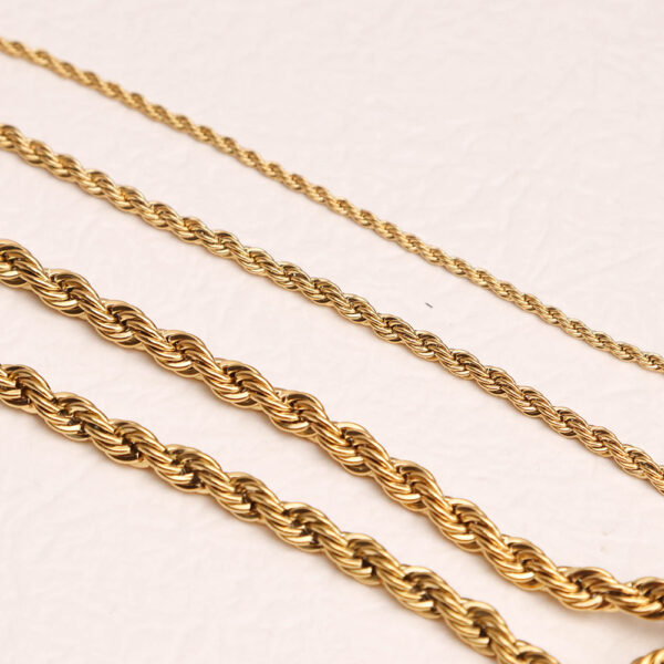 Chris April minimalist 316L stainless steel PVD gold plated 5mm simple rope twisting long belt chain - Image 4