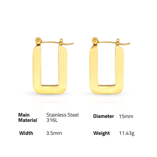 Chris April in stock 316L Stainless Steel PVD gold plated geometry hoop jewellery earring - Image 6