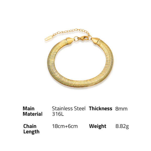 Chris April fashion jewelry simple design 316L Stainless Steel PVD gold plated fashionable snake chain bracelet - Image 6