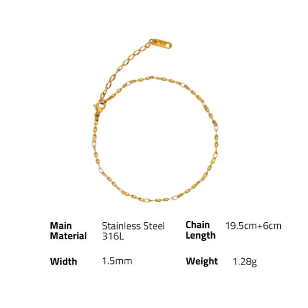 Chris April fashion design 316L stainless steel PVD gold plated wave chain choker minimalist anklet - Image 6