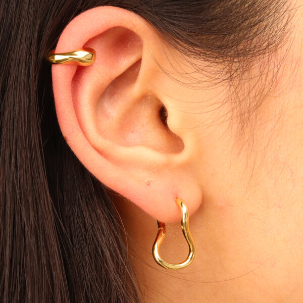 Chris April 925 sterling silver gold plated chunky ear cuff jewelry for non pierced ears - Image 3