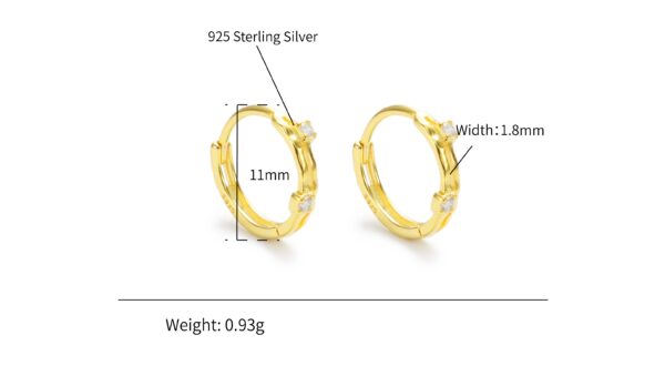 Chris April gold plating 925 sterling silver zircon double layers mini huggies hoops earrings - Image 6