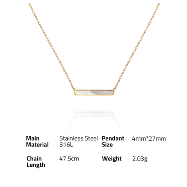 Chris April vintage design 316L stainless steel water-proof PVD gold plated natural shell bar pendant necklace for women - Image 6