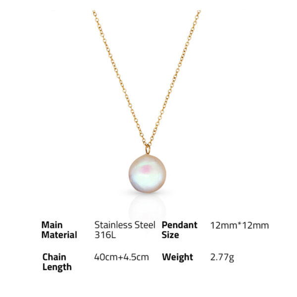 Chris April in stock 316L stainless steel PVD gold plated water resistant natural button baroque freshwater pearl necklace - Image 6