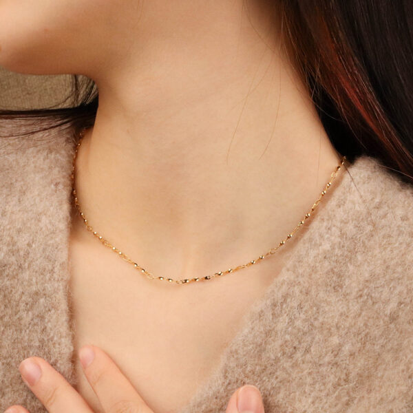 Chris April in stock 316L Stainless steel PVD plated minimalist thin choker wave chain necklace - Image 5