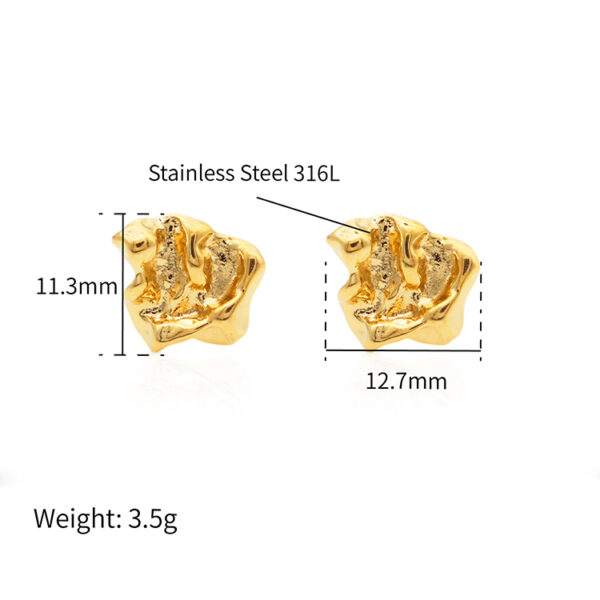 Chris April 316L stainless steel gold plated bumpy earrings small organic simple waterproof irregular stud earrings - Image 6