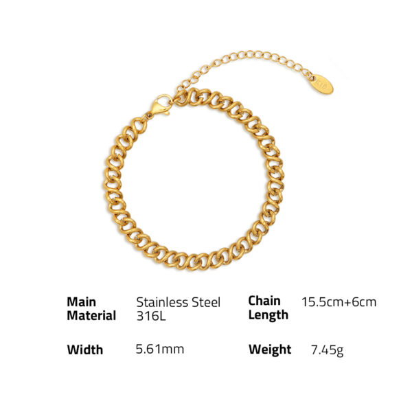 Chris April fashion 316L stainless steel 18k PVD plated infinity cuban link chain spring hiphop bracelets - Image 6