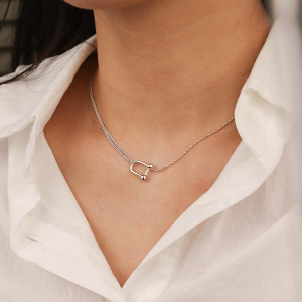 Chris April in stock 18k gold plated Sterling silver Minimalist beads U shape Side chain  necklaces - Image 6