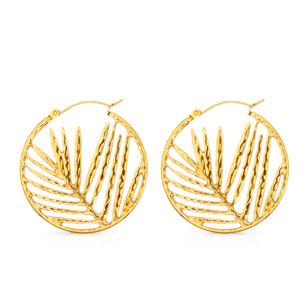 Chris April 316L stainless steel cameo gold leaf graduation vintage big hoops earrings for girls - Image 5