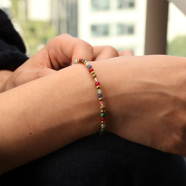 Chris April 316L stainless steel bohemian natural gems colorful power stones bracelet - Image 5