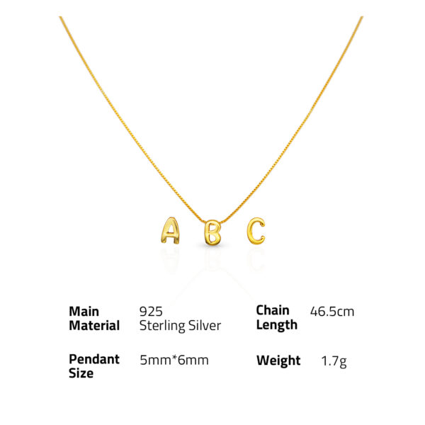 Chris April fine jewelry 925 sterling silver 18k gold plated cute 26 letters alphabet pendant necklaces - Image 6