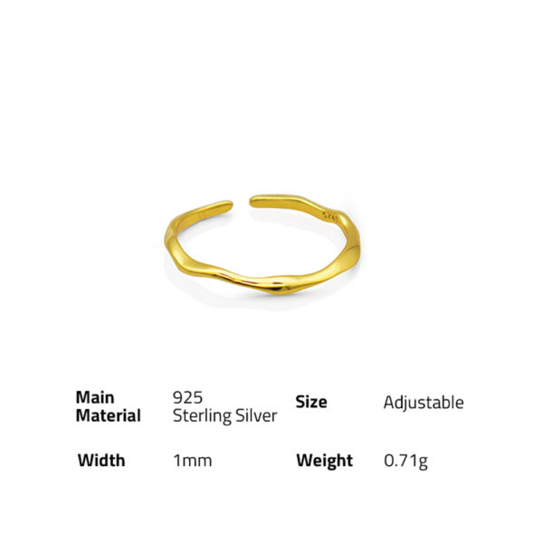 Chris April simple 925 silver gold plated Minimalist irregular surface of the thin Knuckle ring - Image 6