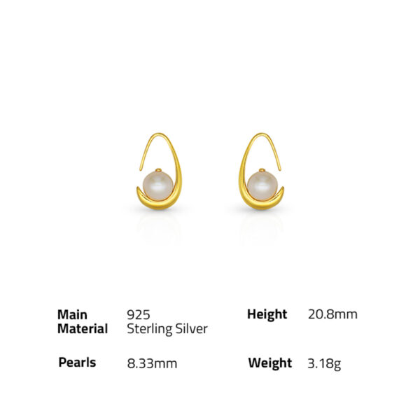 Chris April trendy Minimalist 925 sterling silver gold plated natural  baroque pearl earrings - Image 6