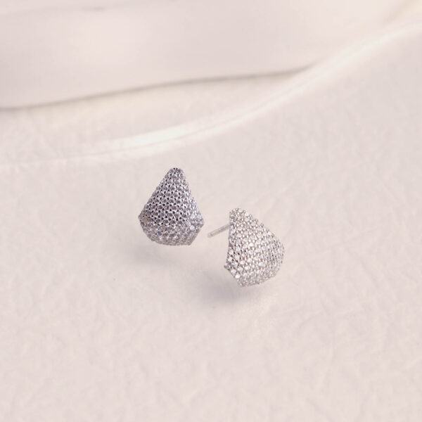 Chris April fine jewelry 925 Sterling Silver 18k gold plated drop shape fully-jewelled zircon stud earrings - Image 4