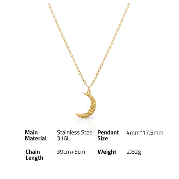 Chris April fashion jewelry 316L Stainless steel PVD gold plated moon pendant necklaces for women - Image 6