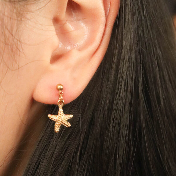 Chris April ocean style 316L stainless steel pvd gold plated water-proof animal Starfish shape drop earrings - Image 5