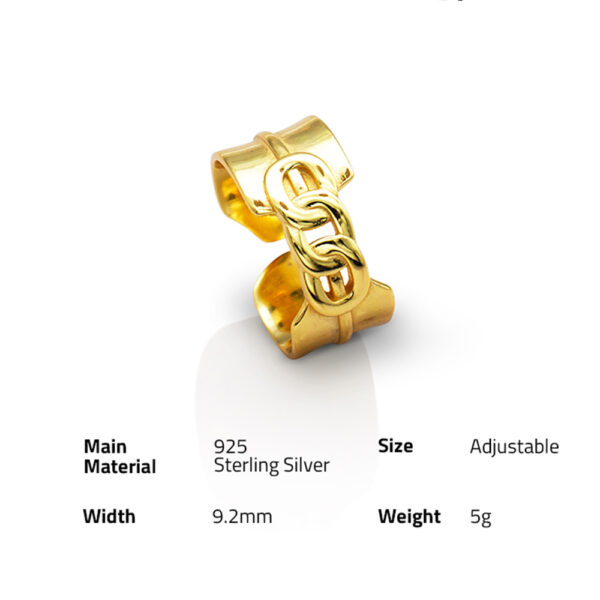 Chris April in stock 925 sterling silver 18k gold plated custom vermeil band rings with link chain shape - Image 6