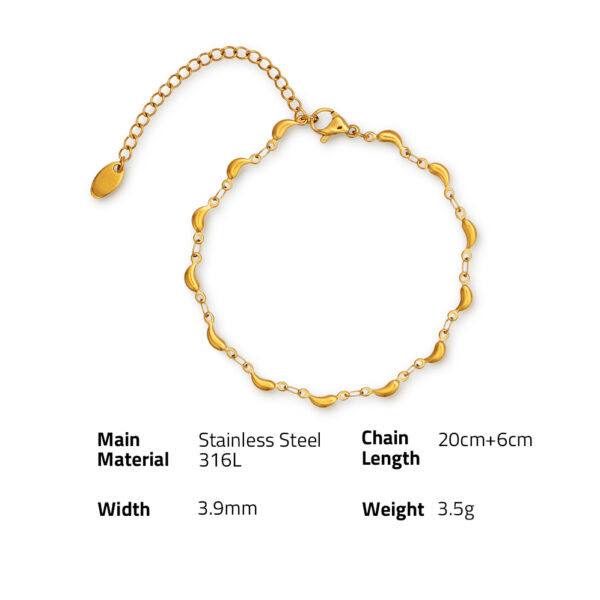 Chris April trendy jewelry 18k PVD gold plated 316L stainless steel simple dolphin link chain anklet bracelet - Image 6