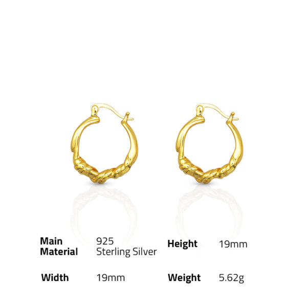 Chril April trendy style 925 sterling silver gold plated Simple distortion shaped earrings - Image 6