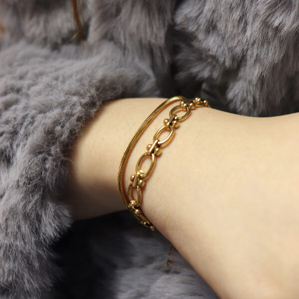 Chris April in stock  fashion design 316L stainless steel simple PVD gold plated snake chain bracelet - Image 5