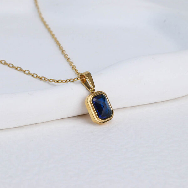 Chris April 316L stainless steel PVD gold plating blue crystal necklace - Image 6