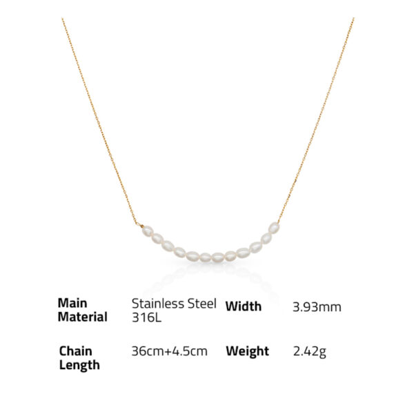 Chris April fashion jewelry non tarnish 18k gold plated 316L stainless steel freshwater pearl cultured smile necklace - Image 6