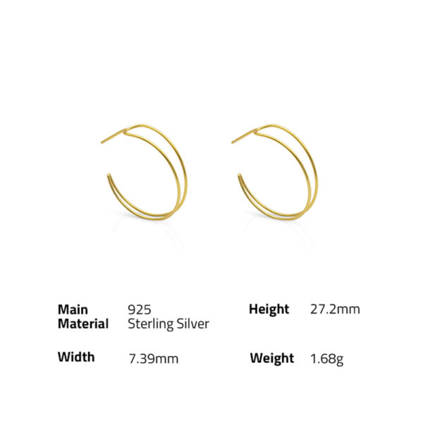 Chris April in stock fine jewelry sterling silver 18k gold plated Custom vermeil double lines big hoop earrings - Image 6