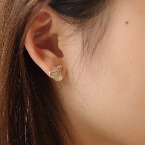 Chril April 925 sterling silver gold plated trendy Irregular concave and convex geometric earrings - Image 3