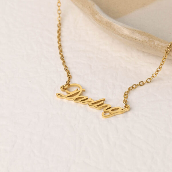 Chris April in stock 316L Stainless steel PVD plated minimalist drling alphabet letter girft necklace - Image 4