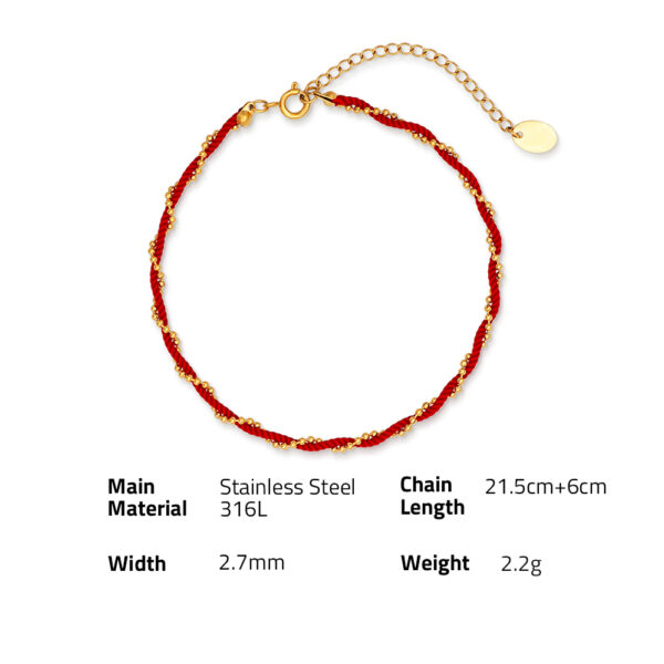 Chris April  316L stainless steel 18k PVD gold plated beads twist chain double-layer anklet and bracelet - Image 6