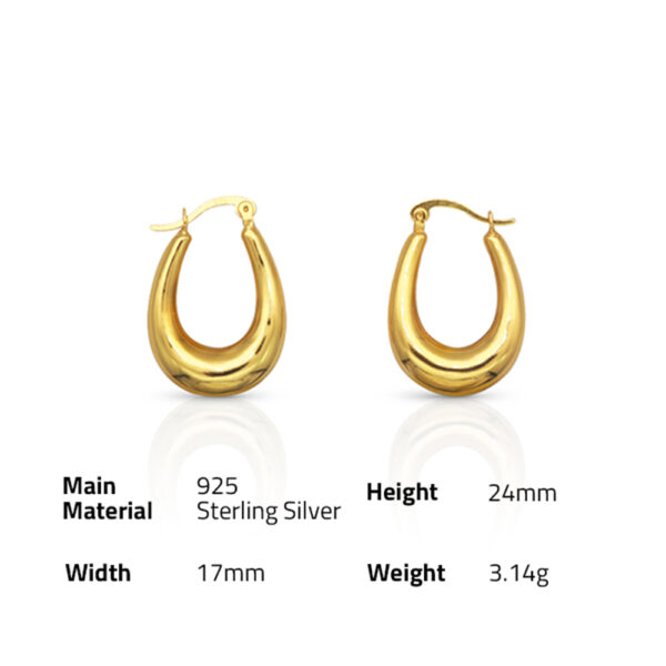 Chris April 925 silver 18k gold plated Korean version oval Minimalist Drop earrings - Image 6