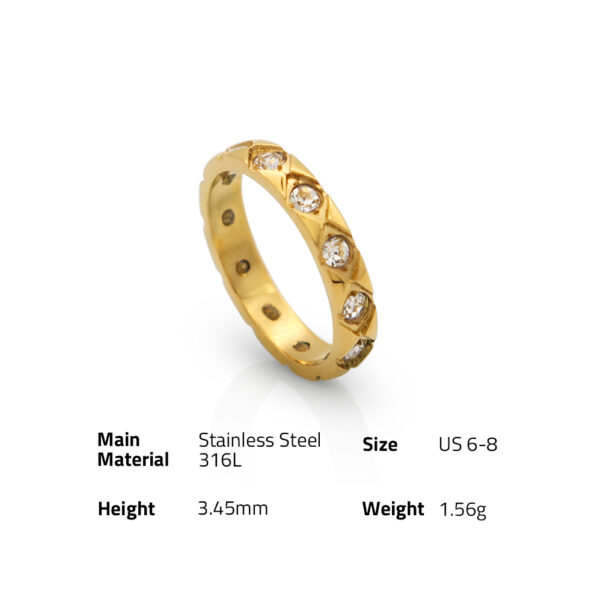 Chris April in stock 316L stainless steel PVD plating minimalist micron-pave  zircon finger ring - Image 6