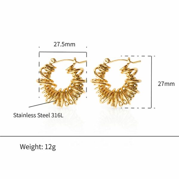 Chris April brass PVD plated spring twisting hoops earring - Image 3