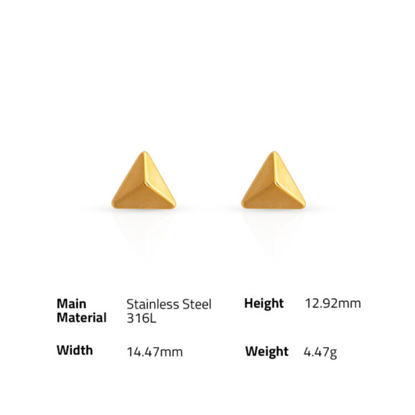 Chris April 316L stainless steel pvd gold plated geometric 3D triangle pyramid stud earring - Image 6