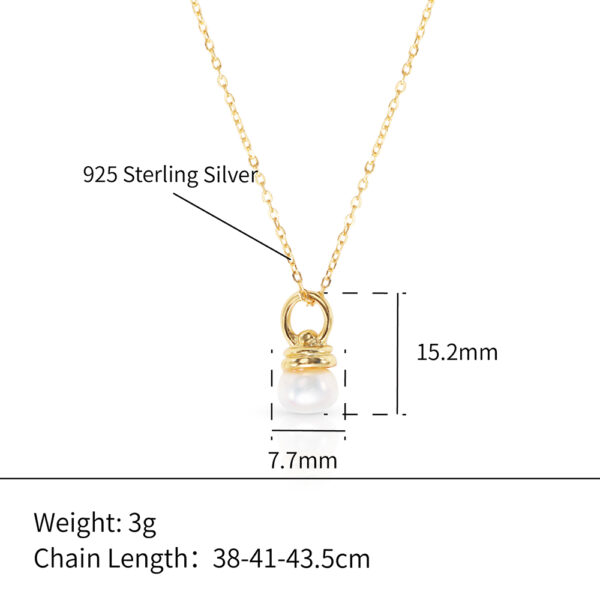 Chris April elegant in stock fine jewelry 925 sterling silver gold plated freshwater pearl light shape pendant necklaces - Image 6