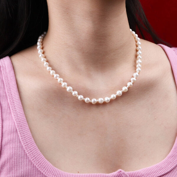 Chris April in stock 925 sterling silver gold plated vintage natural freshwater pearl beads bejewelry necklace - Image 3