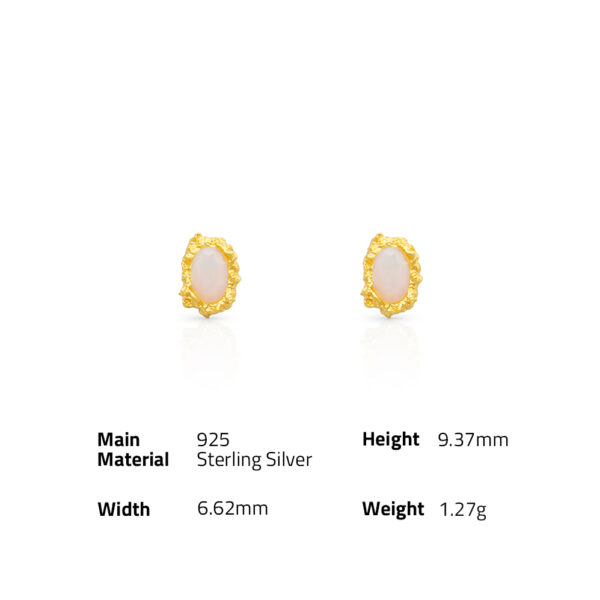 Chris April fine jewelry 925 sterling silver gold plated simple synthetic opal stone earrings - Image 6