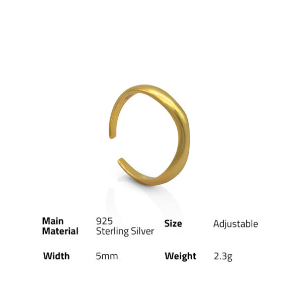 Chris April simple 925 silver Minimalist chic irregular wave thin gold rings jewelry - Image 6