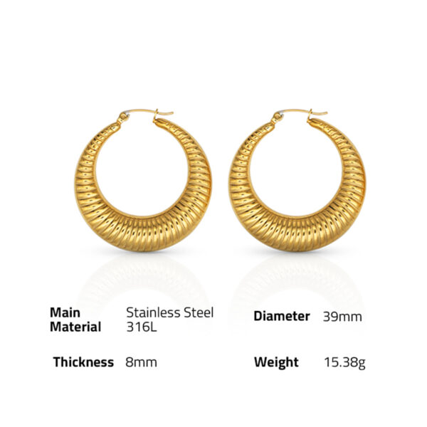 Chris April in stock 316L stainless steel pvd gold plated non-tarnish croissant open weave twisted hoop earrings - Image 6